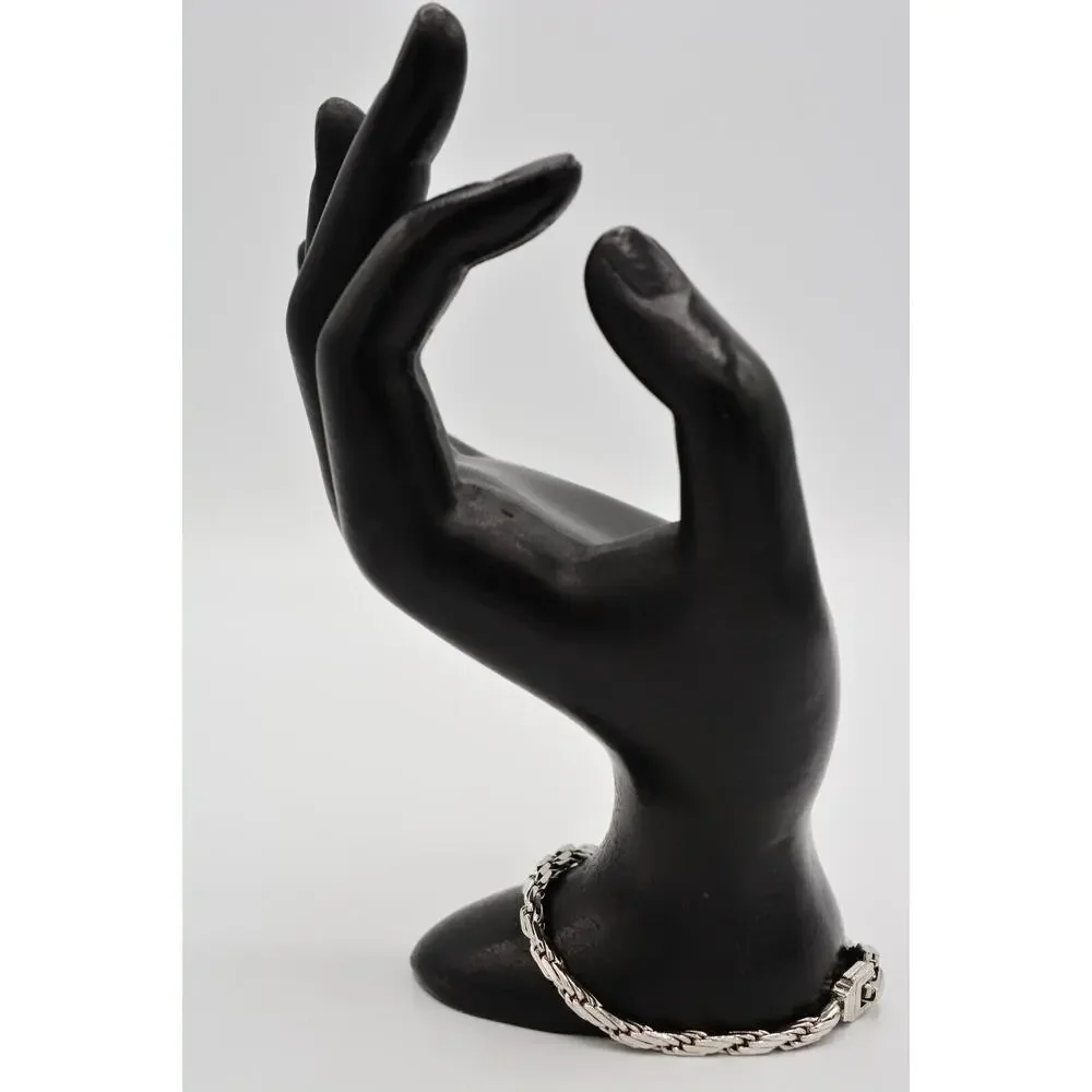 Nina Ricci Vintage Bracelet Silver Tone Metallic Shiny Linked Chain Signed BinAD